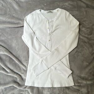 Buck Mason White Surplus Rib L/S Henley